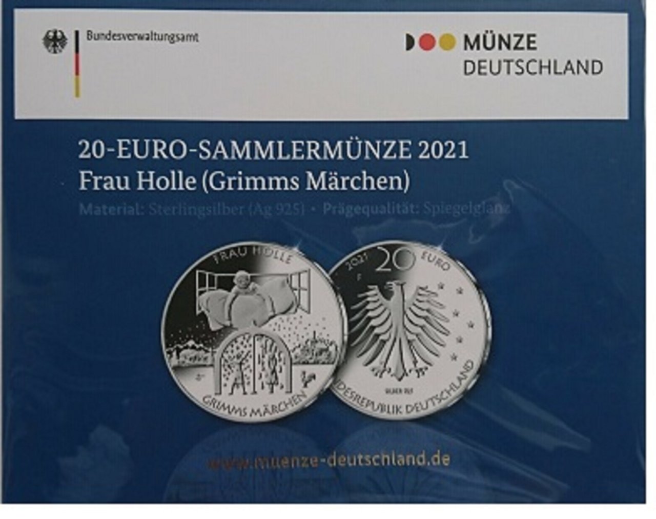 20 Euro Silber Deutschland 2021 Grimms Märchen Frau Holle SPIEGELGLANZ