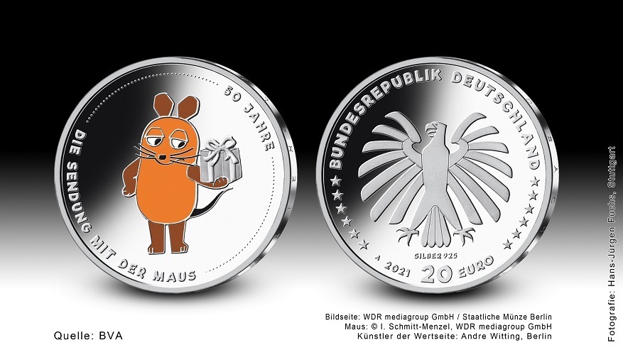 20 Euro Silber Deutschland 2021 50 Jahre Die Sendung mit der Maus SPIEGELGLANZ