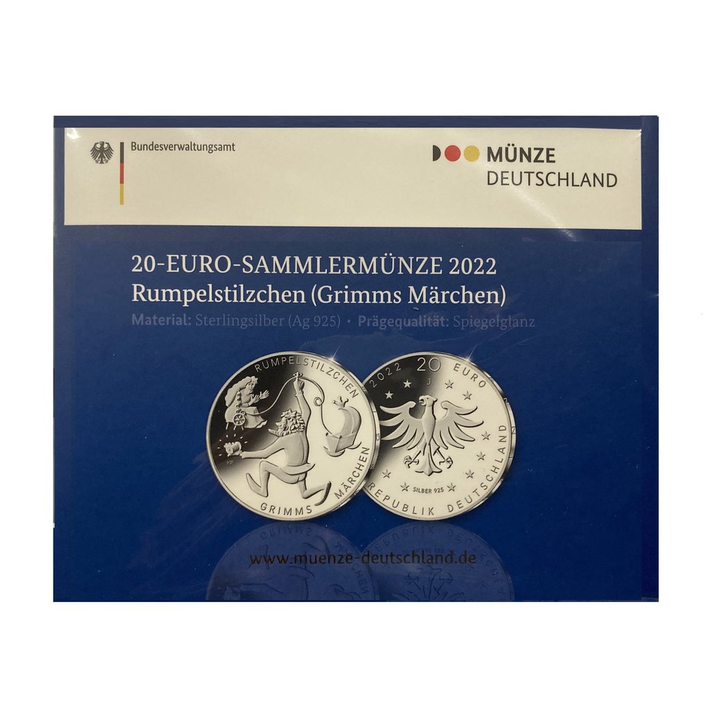 20 Euro Silber Deutschland 2022 Grimms Märchen: Rumpelstilzchen SPIEGELGLANZ