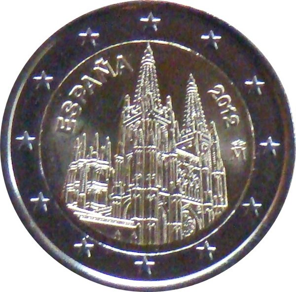 2 Euro Gedenkmünze Spanien 2012 Kathedrale von Burgos