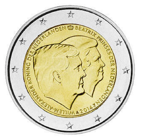 2 Euro Gedenkmünze Niederlande 2014 Doppelportrait Willem Alexander