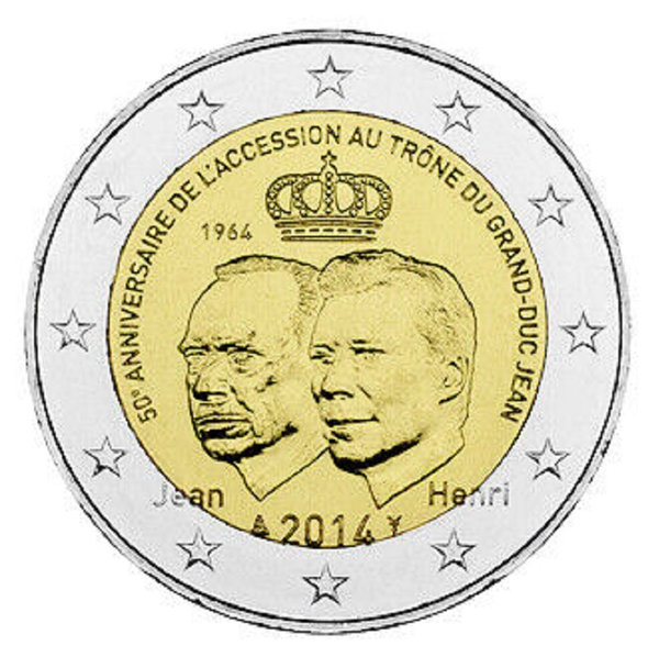 2 Euro Gedenkmünze Luxemburg 2014 50 Jahre Thronbesteigung Jean
