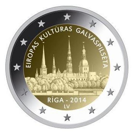 2 Euro Gedenkmünze Lettland 2014 Kultuthauptstadt Europas Riga