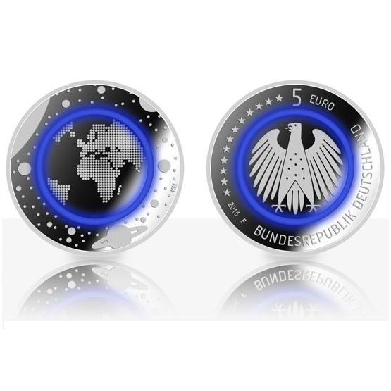 5 Euro Gedenkmünze Deutschland 2016 Planet Erde mit blauen Polymerring