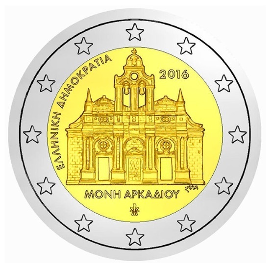 2 Euro Sondermünze/Gedenkmünze Griechenland 2016 Arkadi-Kloster