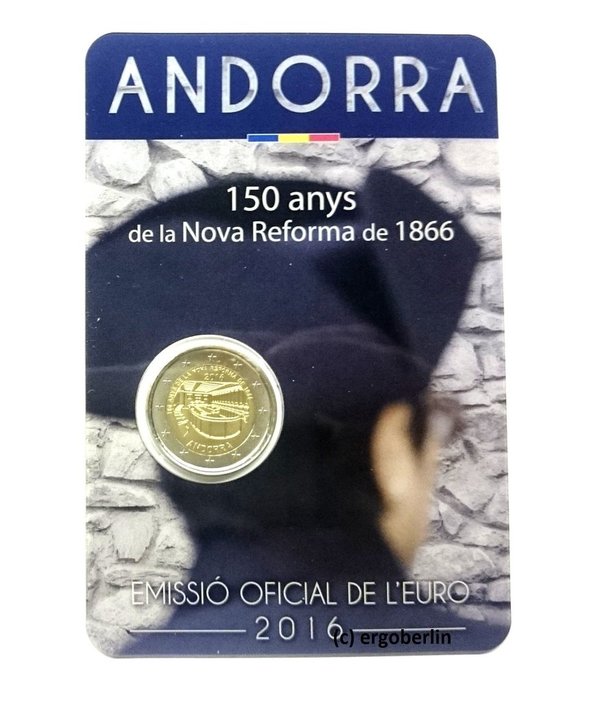 2 Euro Gedenkmünze/Sondermünze Andorra 2016 150 Jahre Reform von 1866