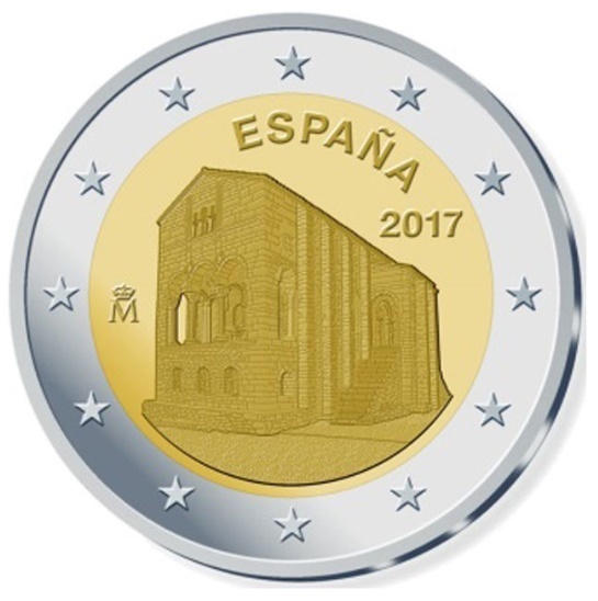 2 Euro Gedenkmünze Spanien 2017 Oviedo und Fürstentum Asturien