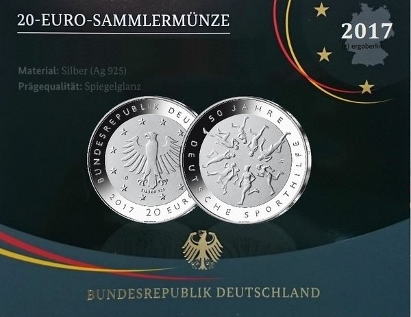 20 Euro Silber Deutschland Deutsche Sporthilfe  SPIEGELGLANZ zum Ausgabepreis