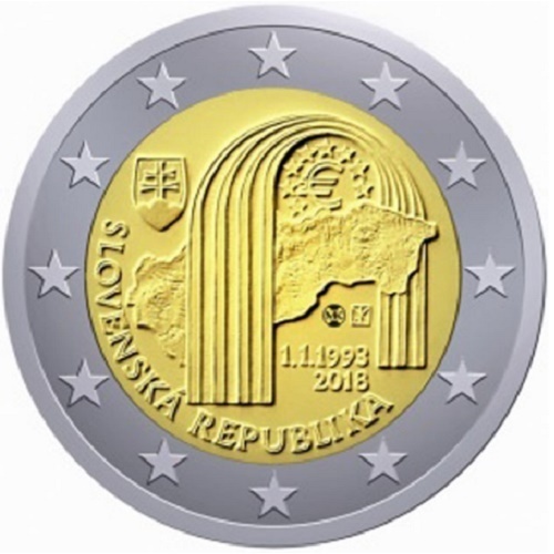 2 Euro Gedenkmünze Slowakei 2018 25 Jahre Republik