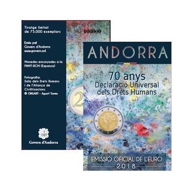 2 Euro Sondermünze Andorra 2018 70 Jahre Menschenrechte