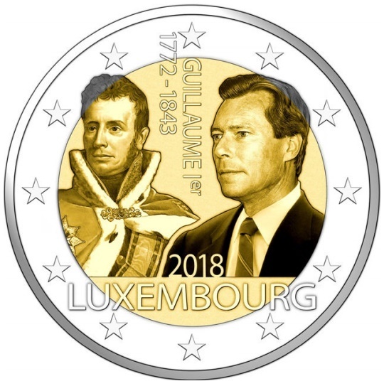 2 Euro Gedenkmünze Luxemburg 2018 Todestag von Großherzog Guillaume I