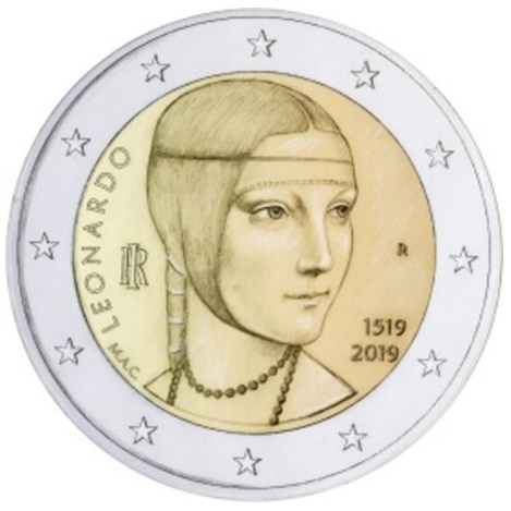 2 Euro Gedenkmünze Italien 2019 Leonardo da Vinci