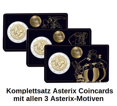 2 Euro Gedenkmünze Frankreich 2019 Asterix 3 x Coincard