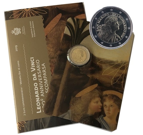 2 Euro Gedenkmünze San Marino 2019 Leonardo da Vinci