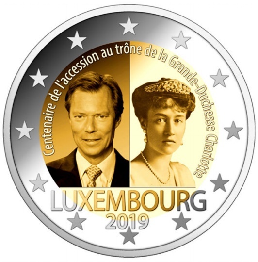 2 Euro Gedenkmünze Luxemburg 2019 Großherzogin Charlotte Thronbesteigung