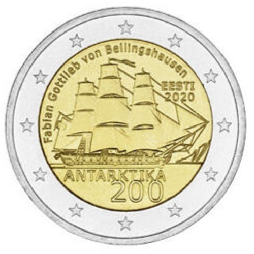 2 Euro Gedenkmünze Estland 2020 Entdeckung der Antarktis