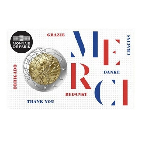 2 Euro Gedenkmünze Frankreich 2020 Medizinische Forschung " MERCI