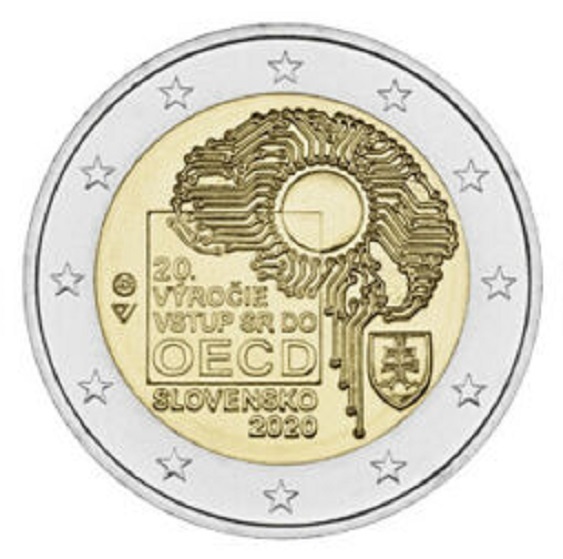 2 Euro Gedenkmünze Slowakei 2020 20 Jahre Beitritt zur OECD
