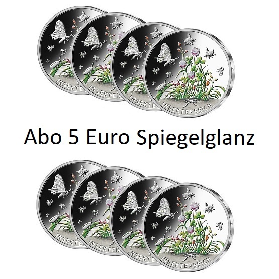 5 Euro ABO SPIEGELGLANZ ab September Wunderwelt der Insekten 19,90 Euro je Münze